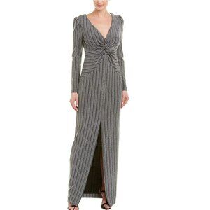 Rachel Zoe Nava Twist Front Metallic Ribbed Knit Gown